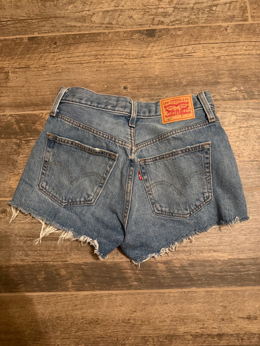 Levi's Blue Distressed Cutoff Denim Shorts - Picture 4 of 6
